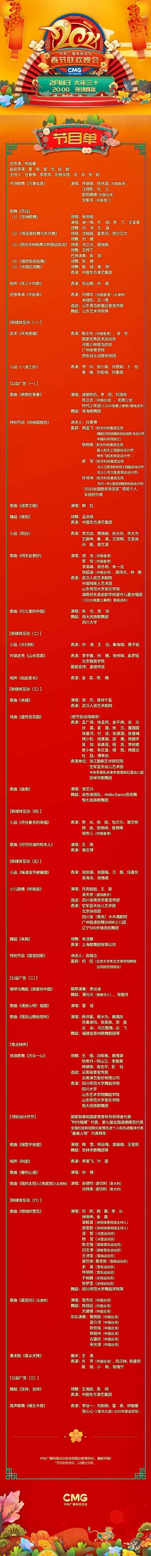 2021央视春晚节目单